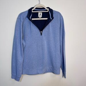 johnnie-O Blue Zip Up Sweater Soft Knit Relaxed Fit